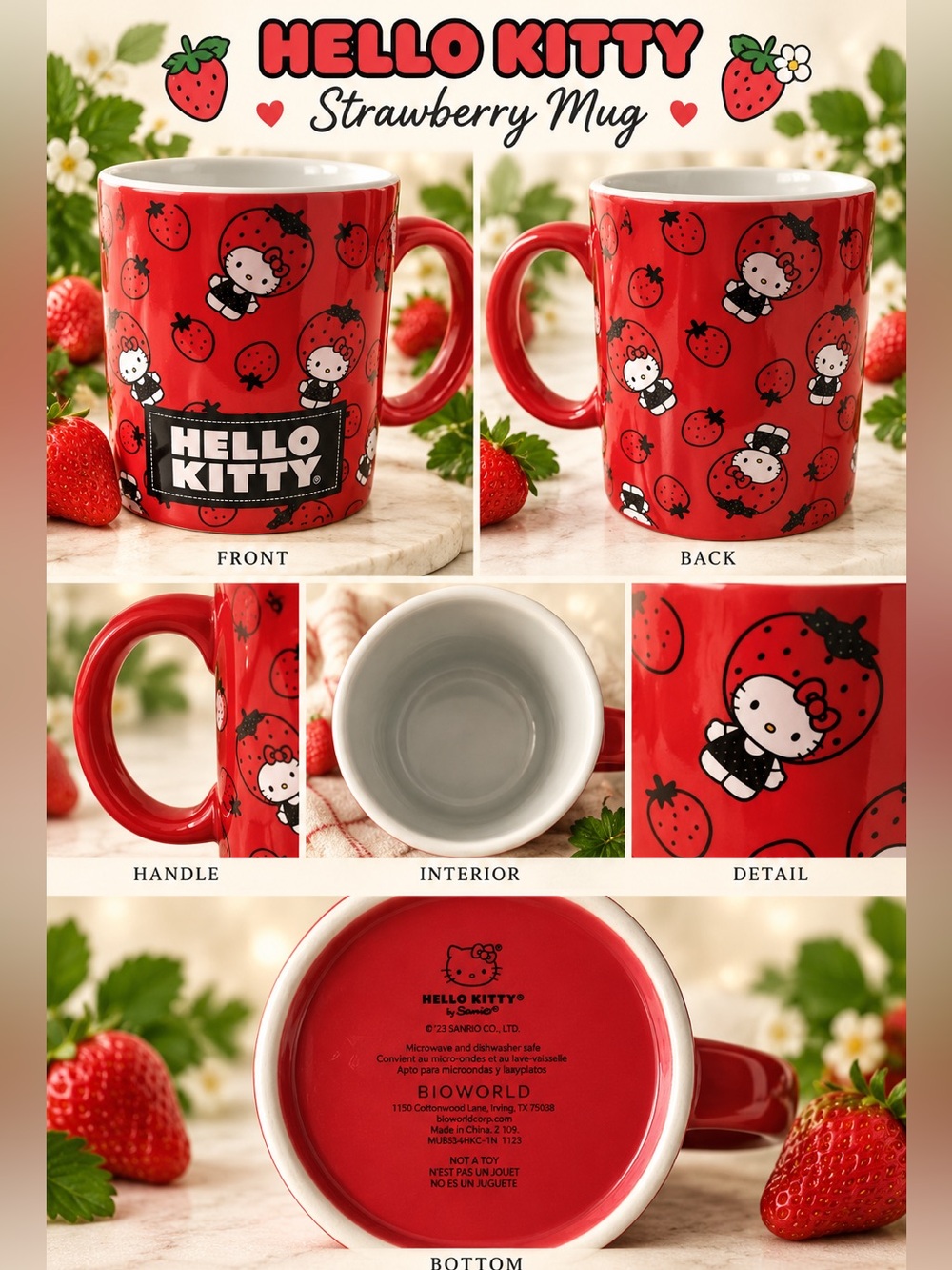 New Hello Kitty Red Strawberry Mug